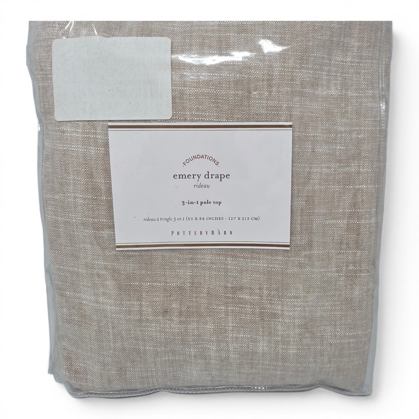 Pottery Barn Emery Curtain Panel 50×84 Oatmeal Linen Cotton ONE NEW