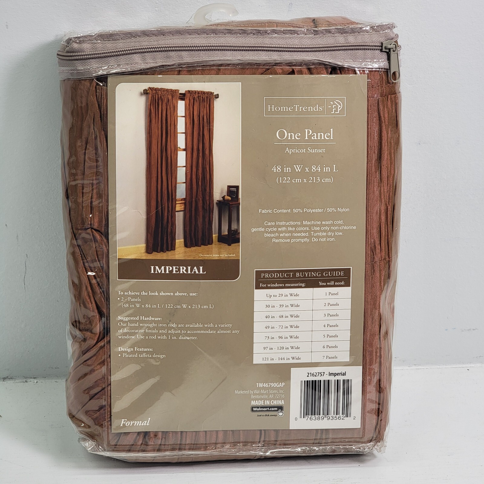 Home Trends Imperial One Panel Window Crinkle Curtain Apricot Sunset 48″x 84″