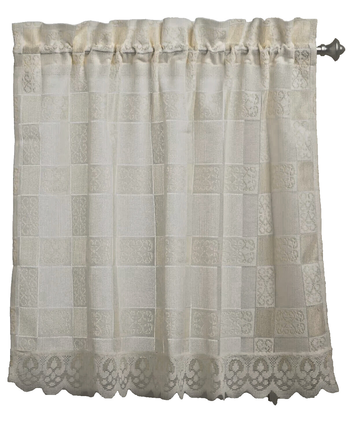 WHITE NEW Vintage Lace 36″ Long Tiers Calais Detailed Print High Quality Kitchen