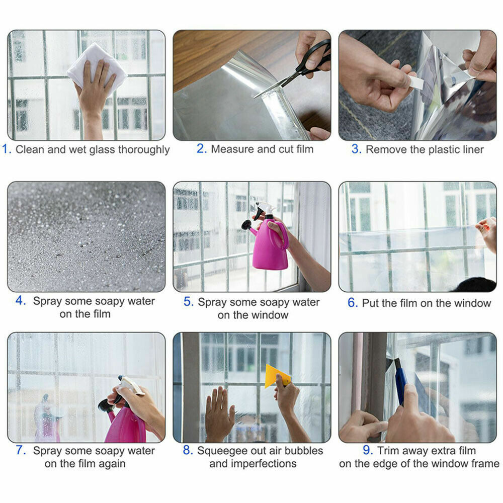 Transparent Colourful Window Film Stain Glass Tint Self Adhesive Decor Roll DIY