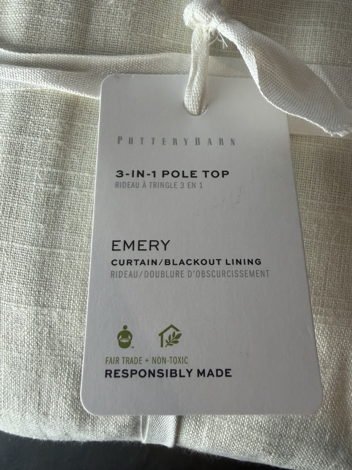Pottery Barn Emery Curtain Blackout Lining 50×84 -Ivory