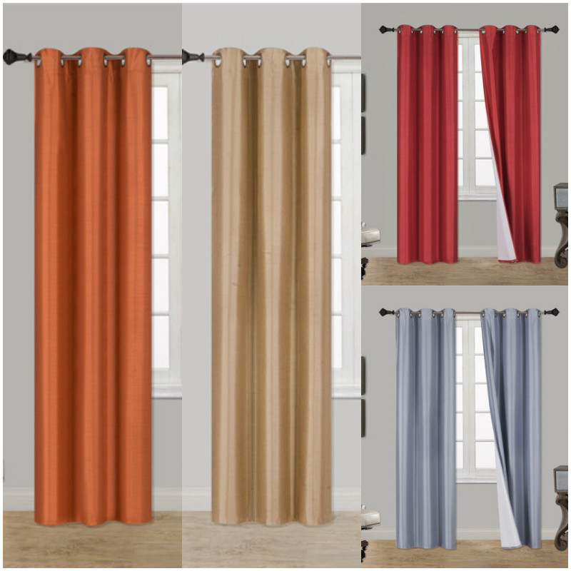 2 PANEL 100% THERMAL BLACKOUT BRONZE GROMMET WINDOW LINED PANEL CURTAIN AAA 84″