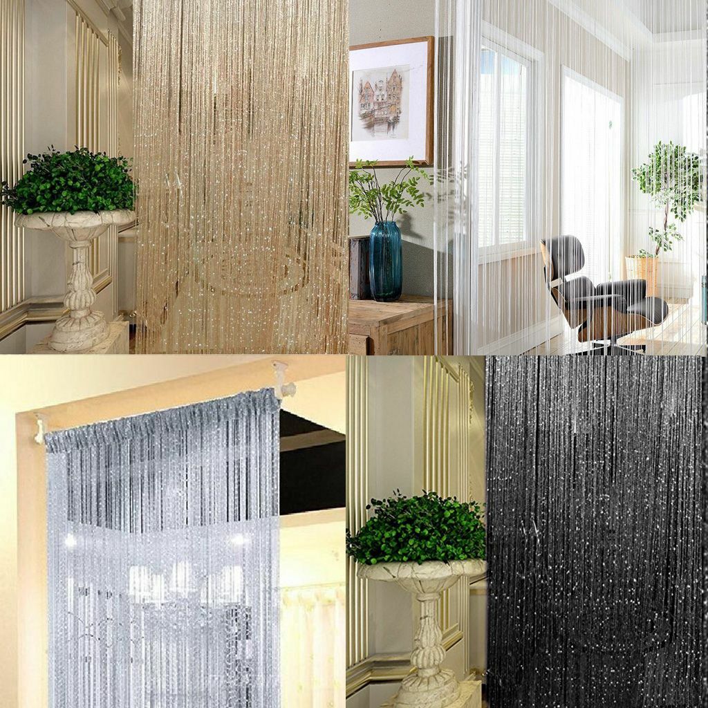 2PCS Glitter Blings String Door Curtain Room Dividers Fringe Window Panel USA