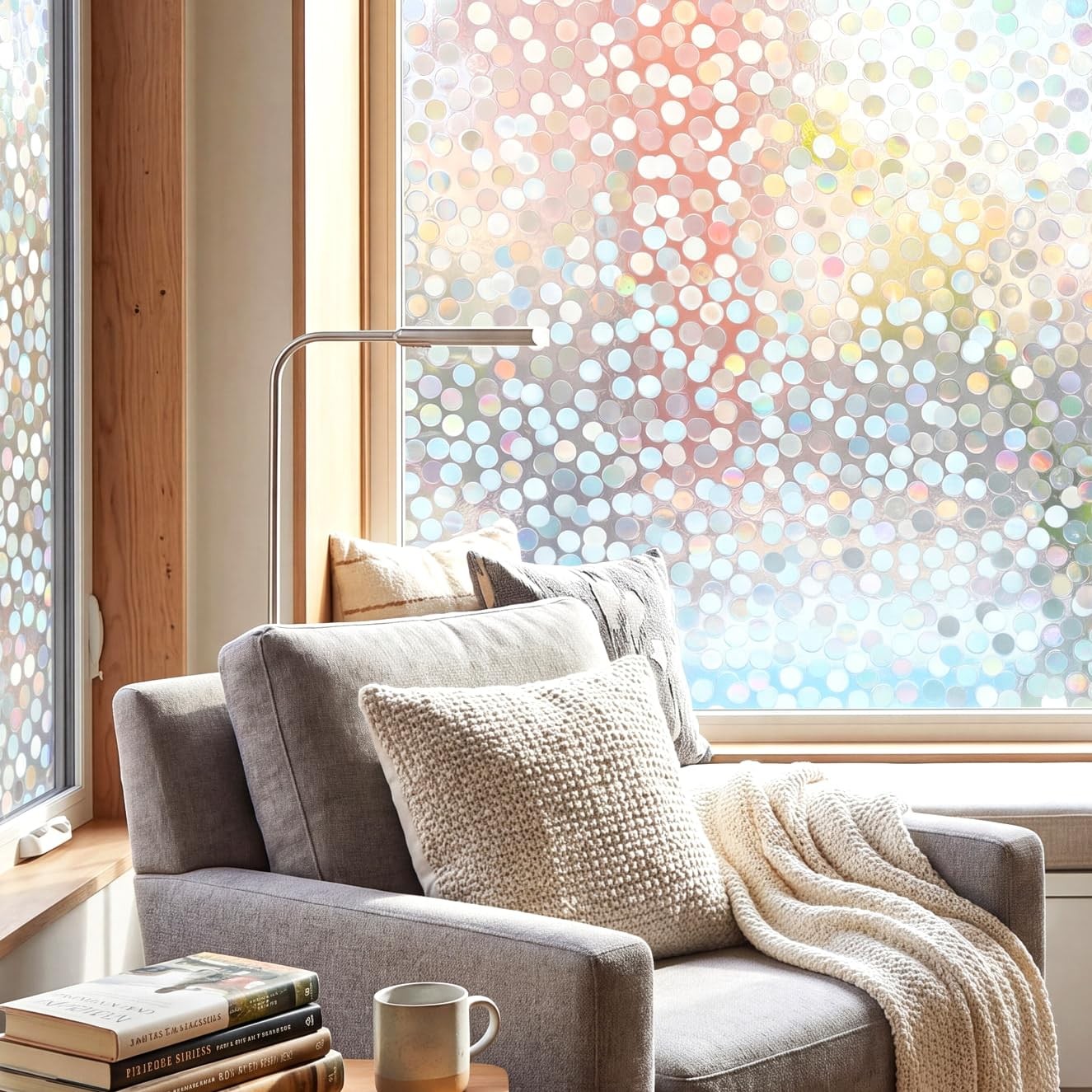 Decorative Window Film,Small Dots Low Privacy Door Film,Static Cling No Glue …