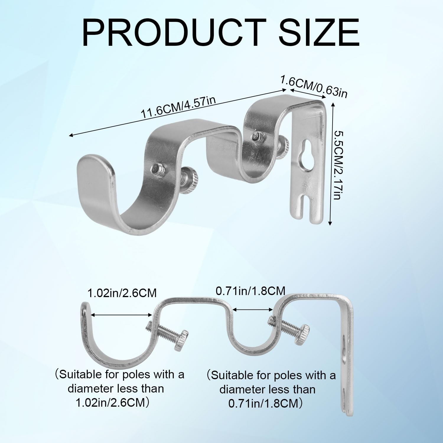 2pcs Double Curtain Rod Bracket, Heavy Duty Curtain Pole Hooks for Wall Mount…