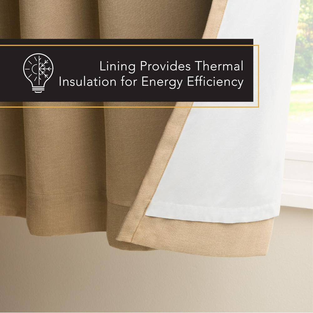 Arlo Solid Linen Texture 50 In. W X 108 In. L Polyester Blackout Taupe Curtain (