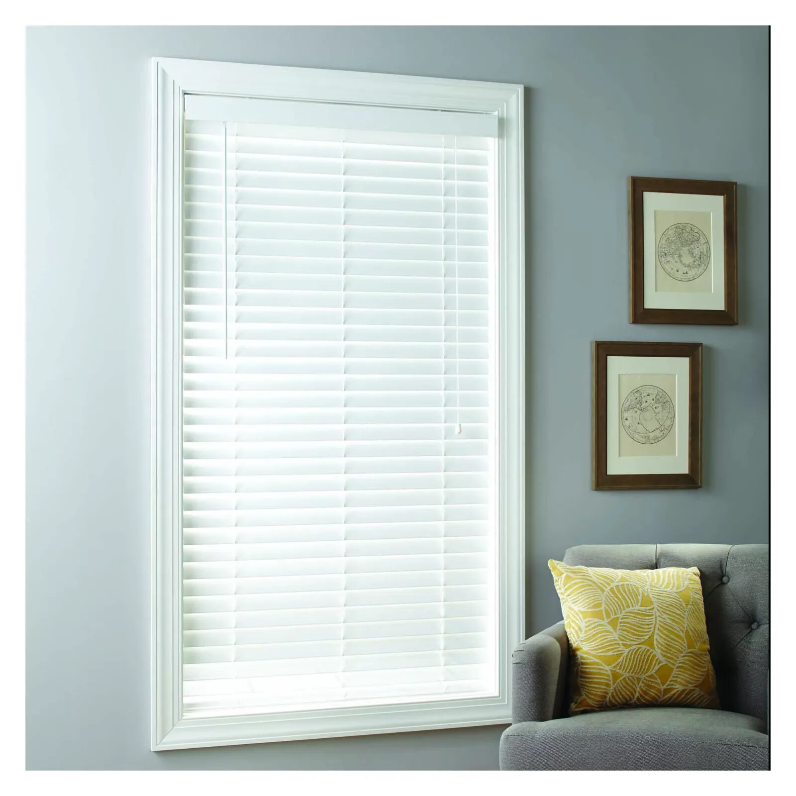 2-inch Cordless Faux Wood Horizontal Blinds Room Darkening White MULTI SIZES