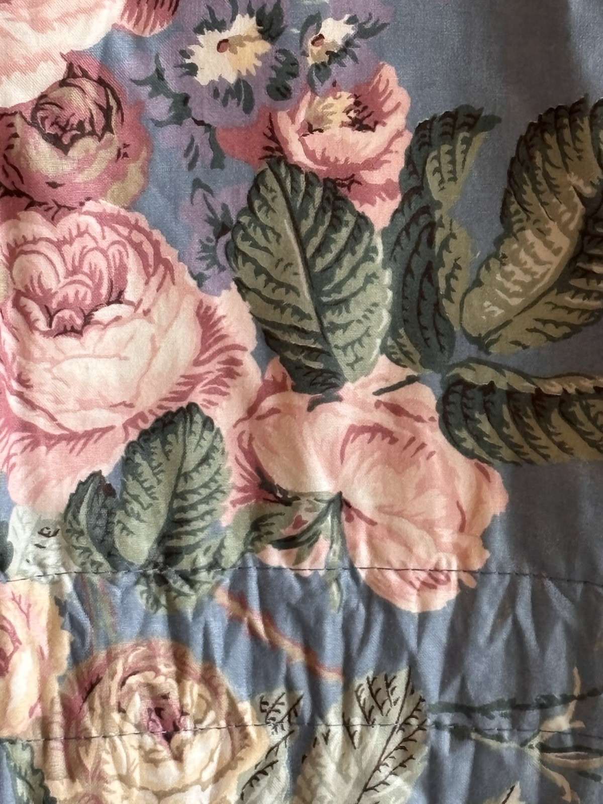 2 Pair Curtain Drapes Blue Pink White Chintz Floral 48”W Each Panel X88”L