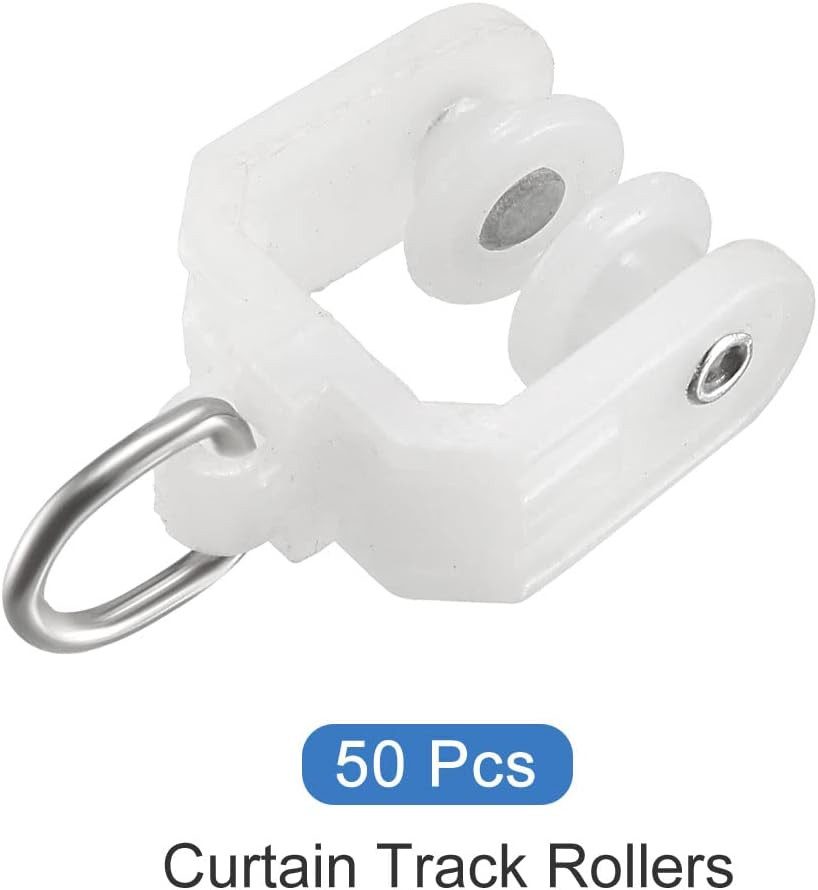 METALLIXITY Curtain Track Rollers (9Mm/0.35″) 50Pcs, Plastic Twin Wheeled Carrie