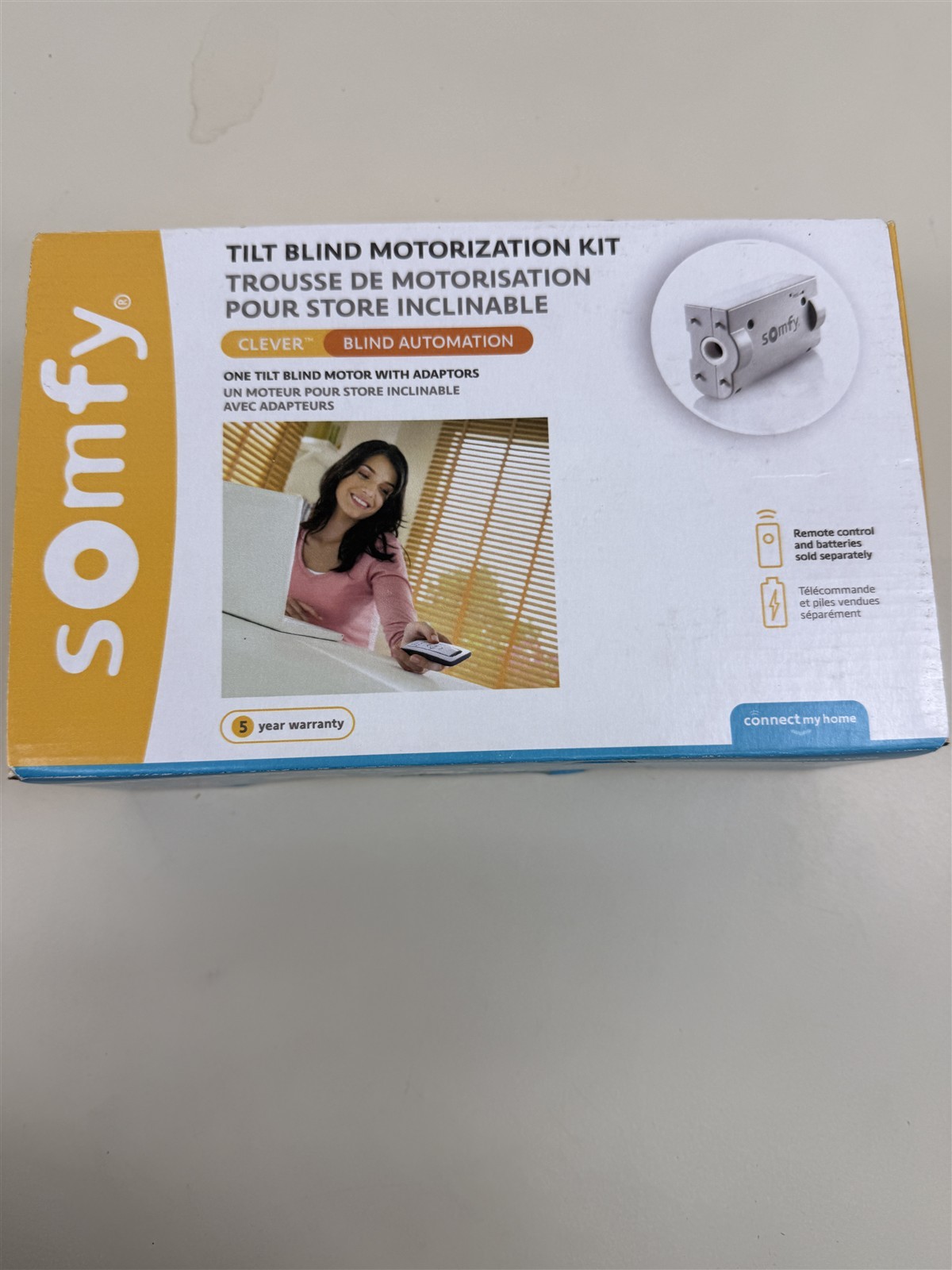 Somfy Clever Tilt Blind Motor Kit Rechargeable With Remote Control 9027548