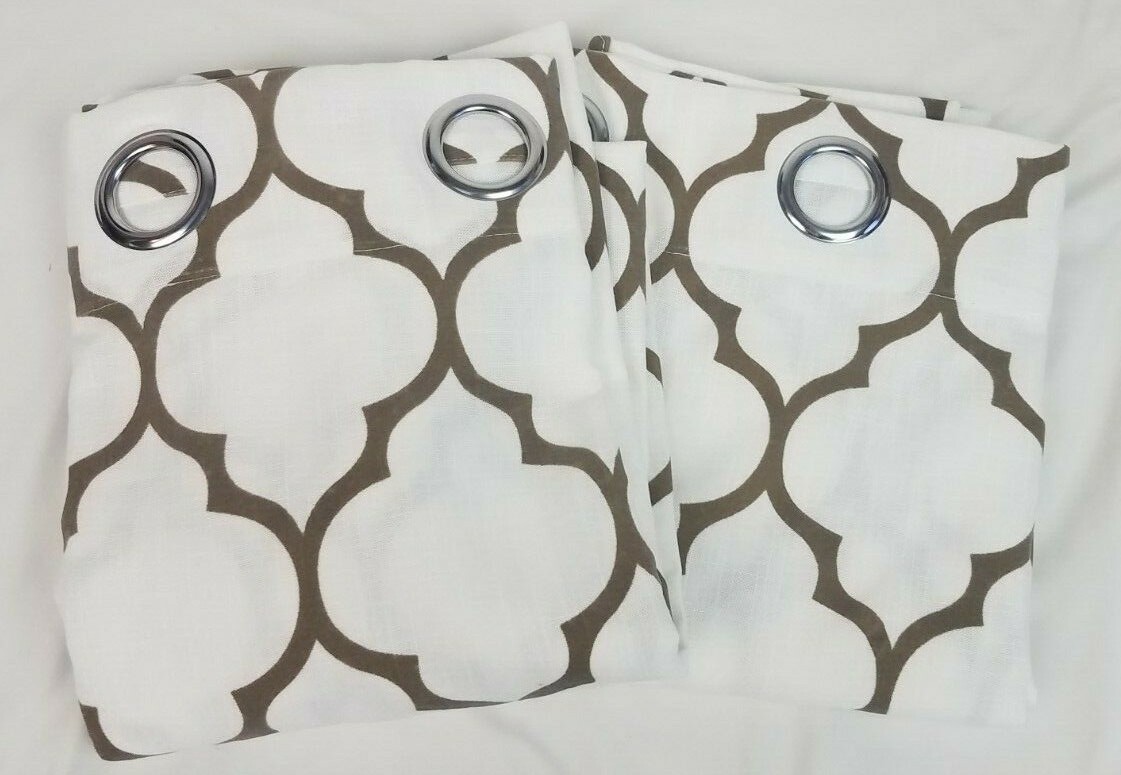 Duck River Textiles Mason Geometric Linen Textured Taupe Curtains(2) 38″x96″