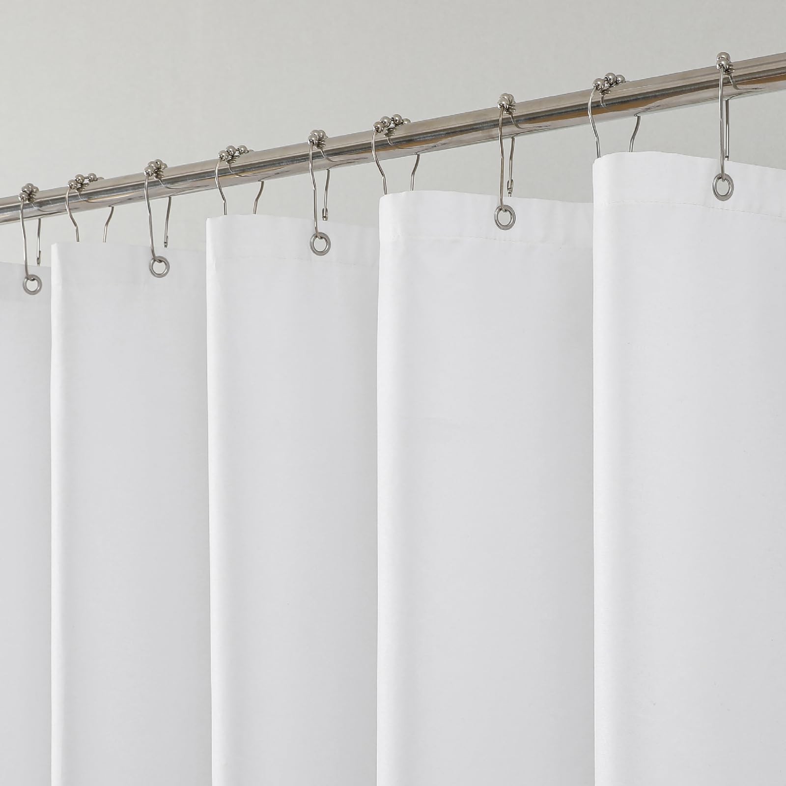 THAIGEE Water-Repellent Fabric Shower Curtain 72″W x 72″L (Pack of 1), White
