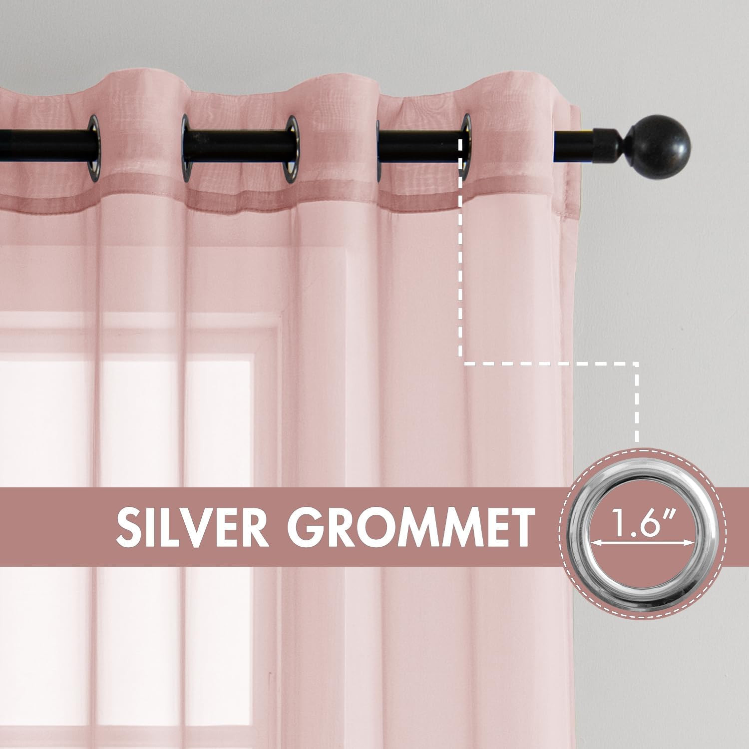 MIULEE Solid Color Sheer Curtains 63 Inches Long 2 Panels Set – Elegant Lightwei