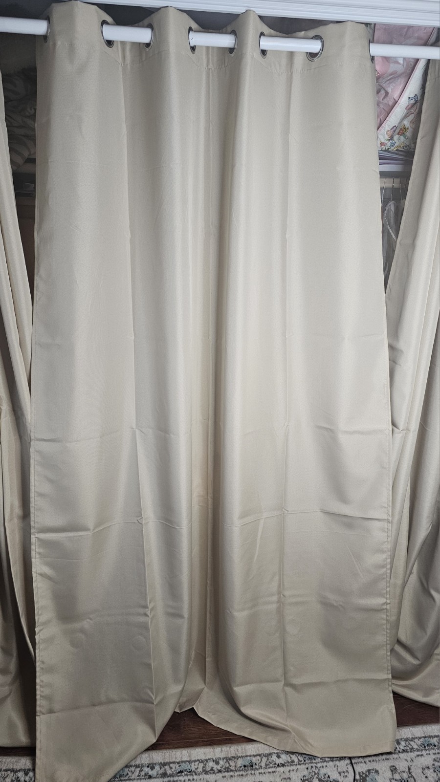 Beige Grommet Curtain Panel Set 54×84 100% Polyester (4 Panels)