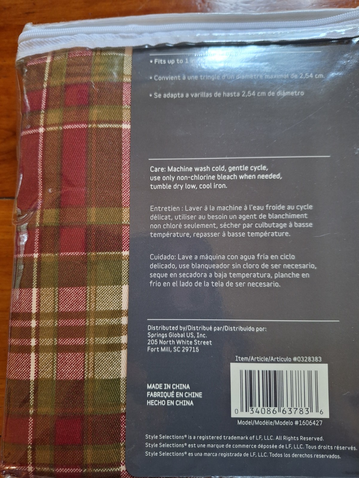 Style Selections Bernard Plaid Back Tab Panel 40″ x 84″ One Panel