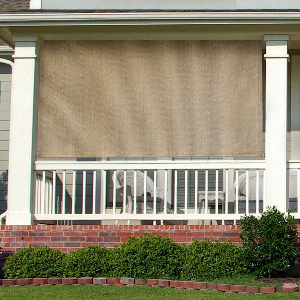 96″W x 72″L Exterior Patio Roller Blind Window Sun Shade Outdoor Porch Driftwood