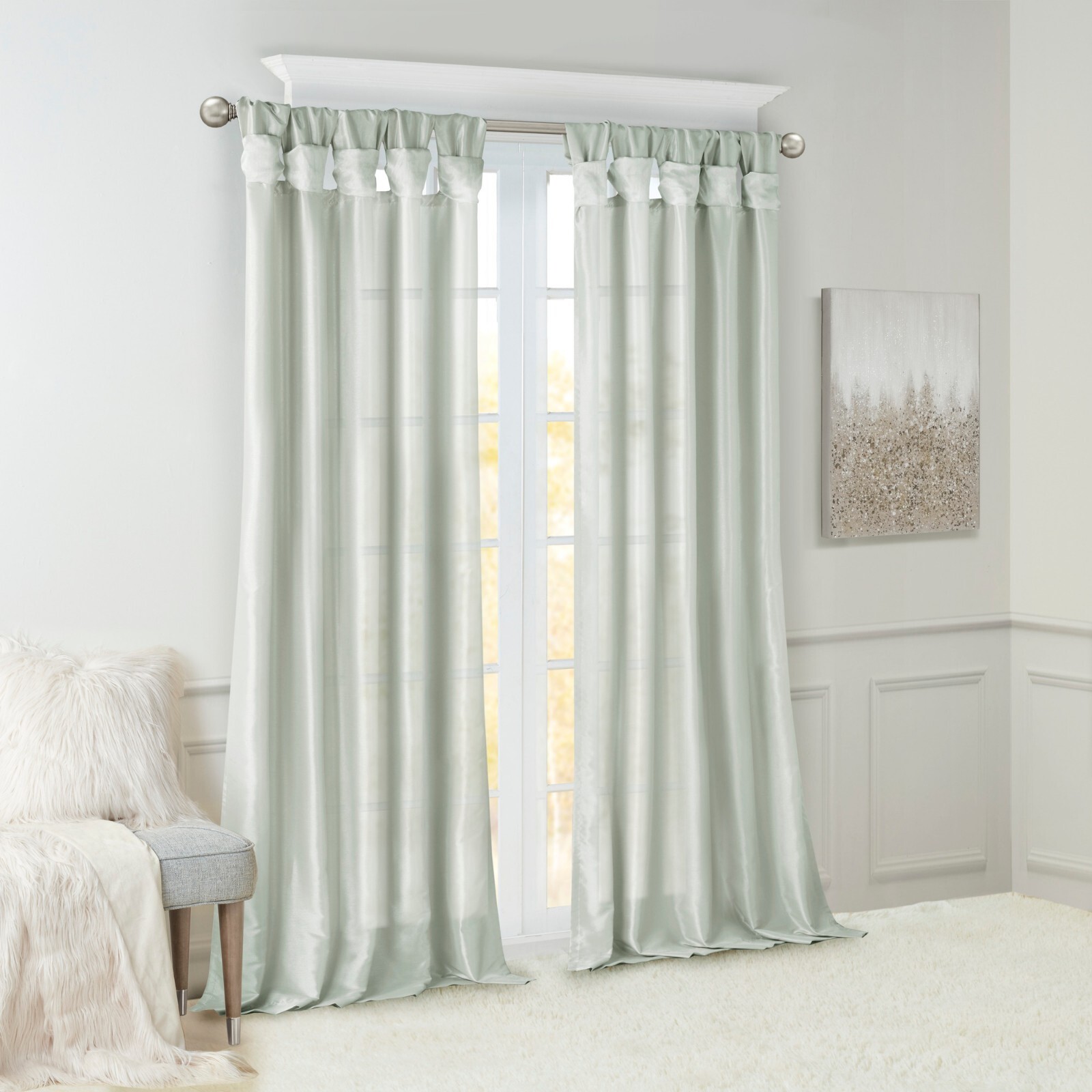 Madison Park Emilia Twist Tab Lined Window Curtain Panel 50×108 50×84 50×95