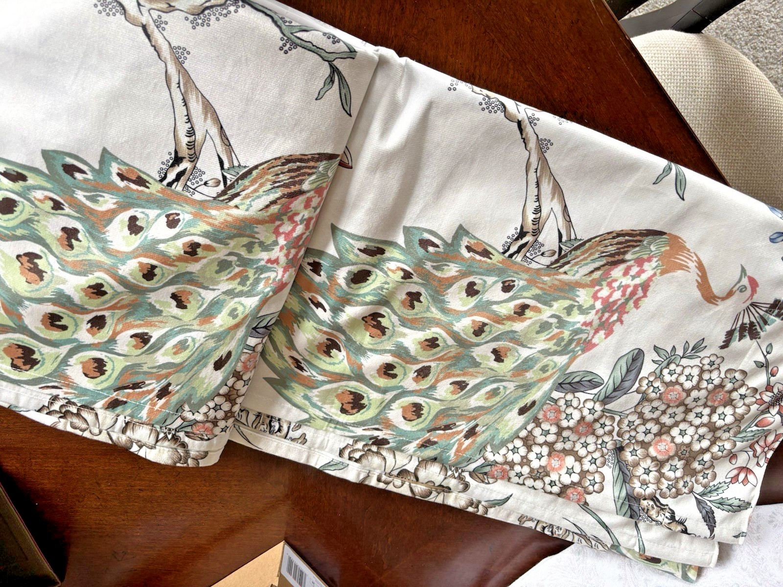 CALLISTO Window Curtains 2 Panels 38” X 84″ Peacock Birds Drapers Back Tab Blush