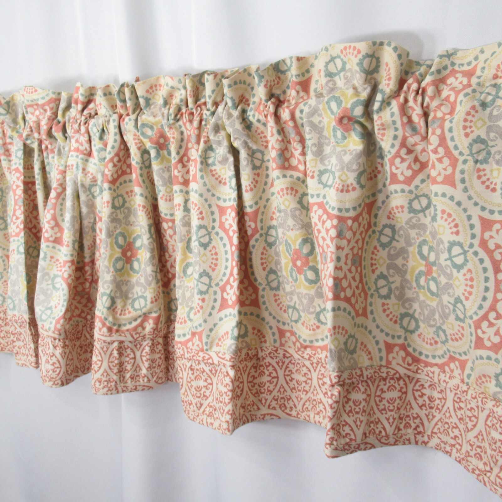 Waverly Home Classics 2 Valances Astrid Coral Red 52 X 20 Rod Pocket Layered