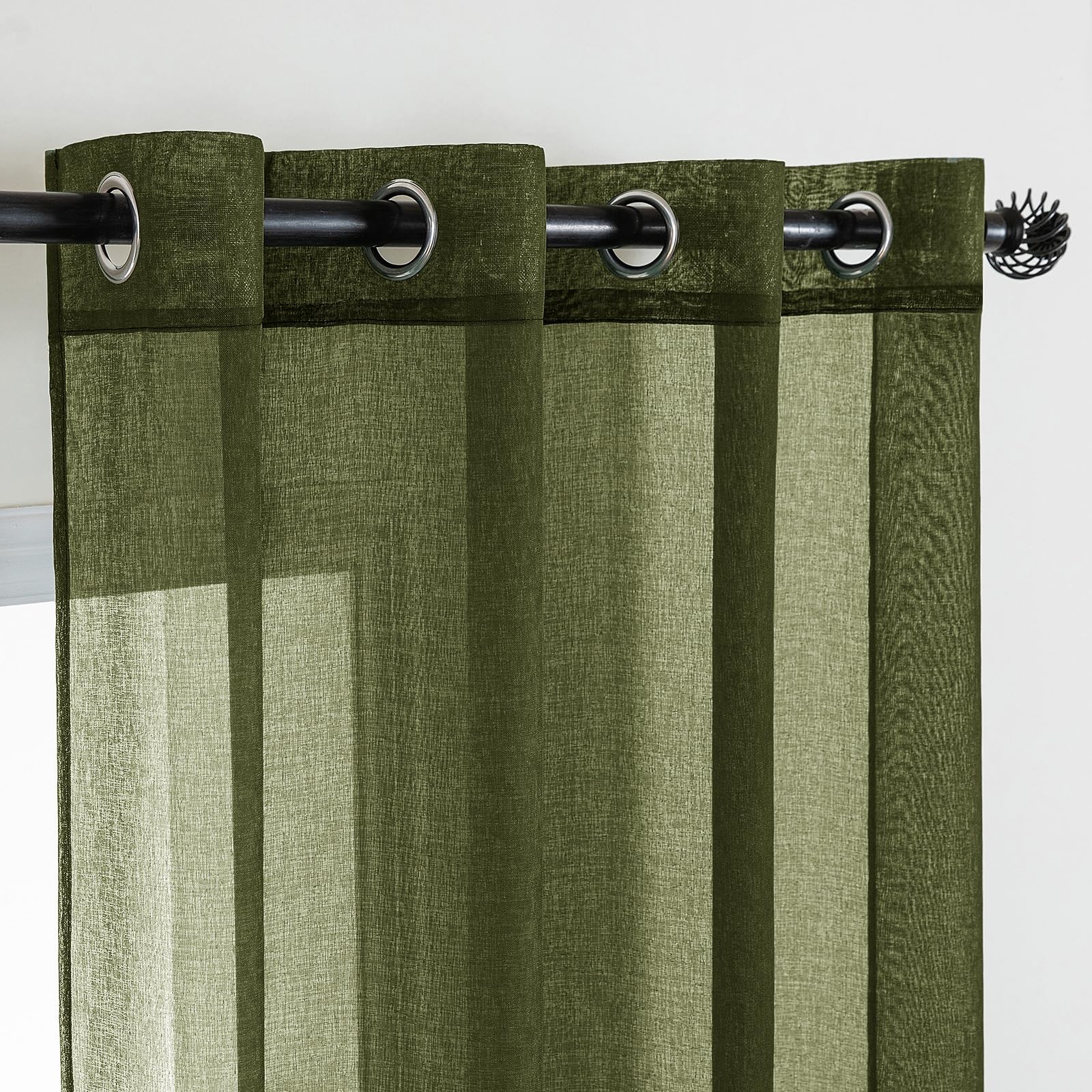 2 Panels Semi Sheer Window Curtains 54″W x 84″L (Pack of 2) Olive Green