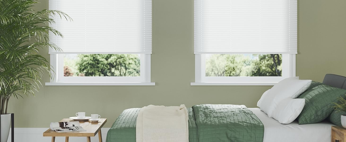 Cordless Light Filtering Mini Blinds for Indoor Windows – 24″ W x 36″ L – White,