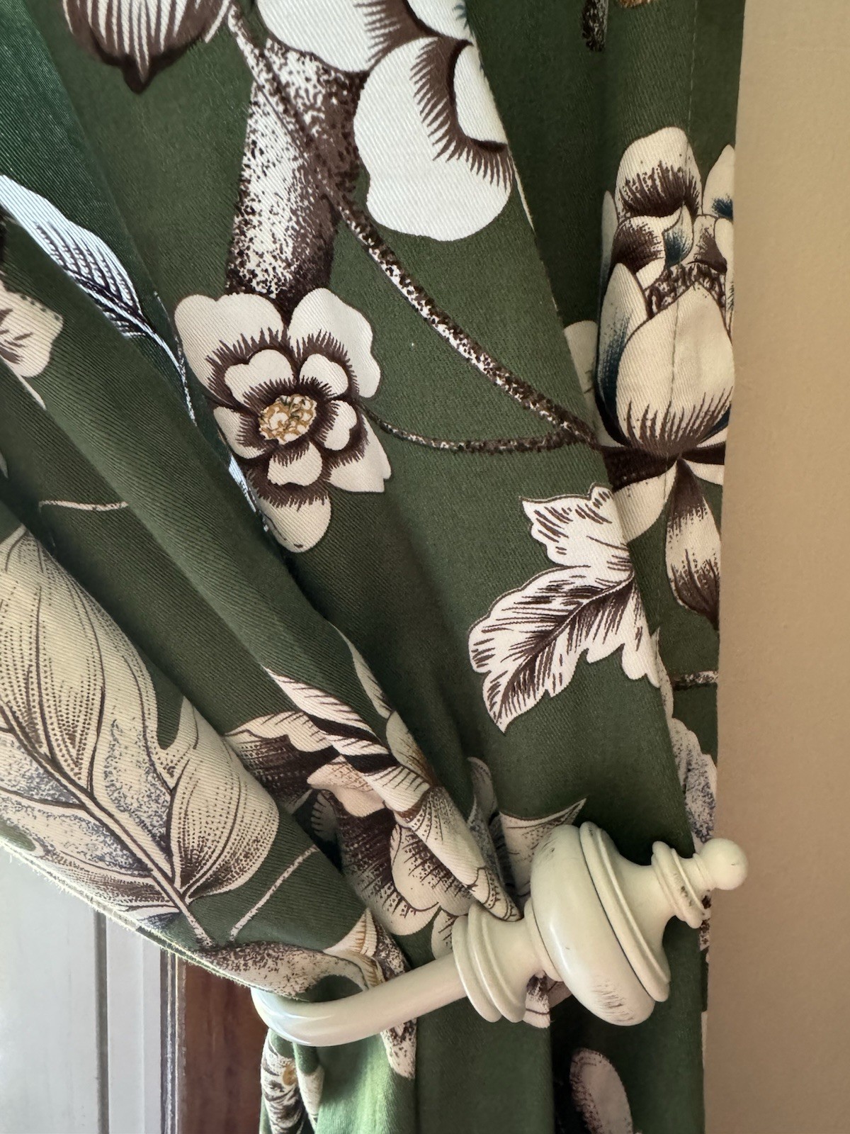 Pier 1 Imports Moss Floral Birds Curtains 2 panels 54×84, 100% Cotton