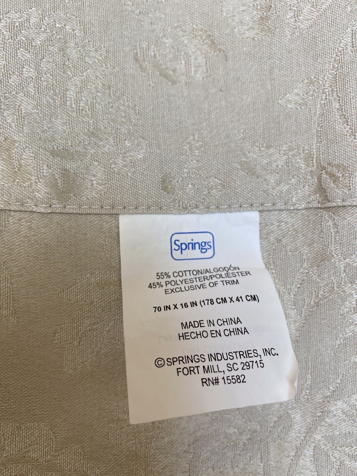 Pair Damask Jacquard Valances Springs Brand Floral Design Fringe Cream 70×16