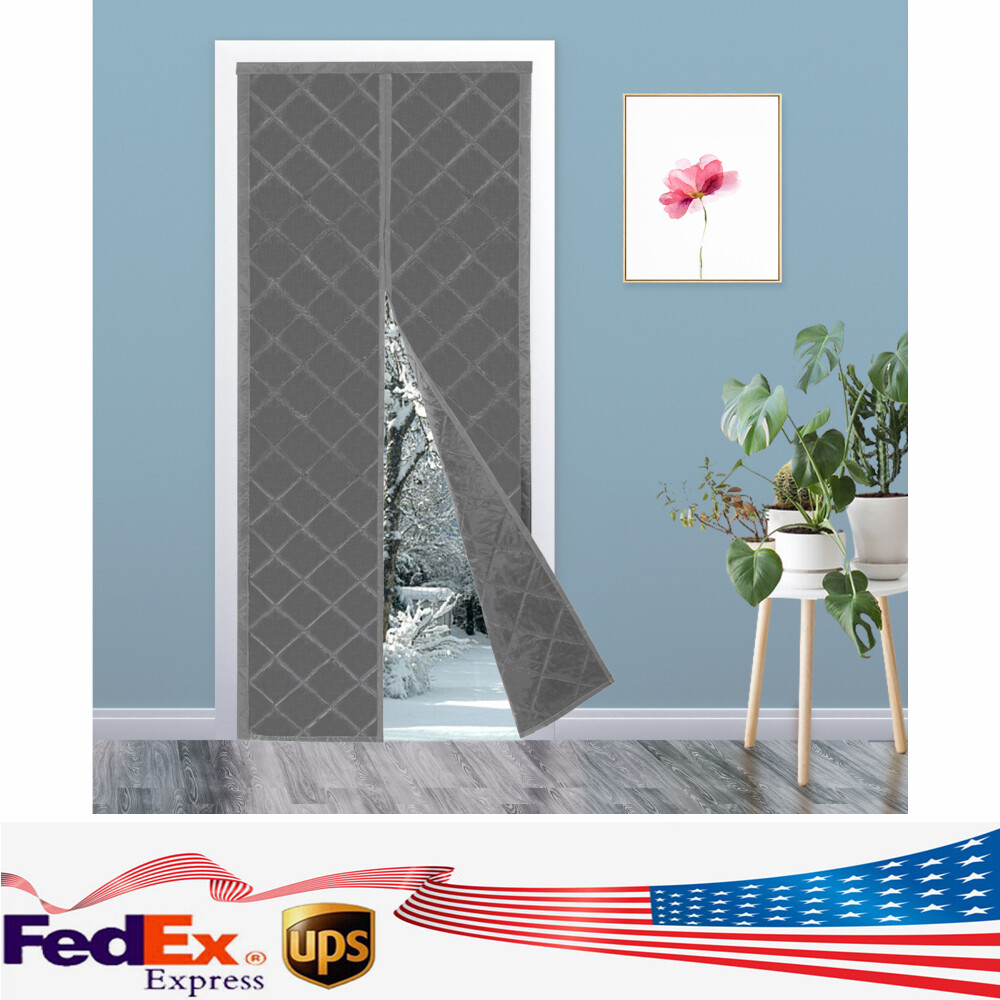 Gray Insulated Cold & Hot Air Magnetic Thermal Insulated Door Curtain 34x82inch