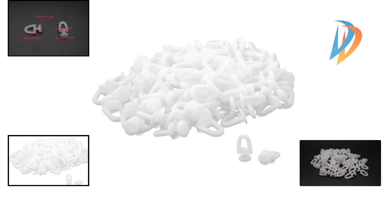 Lightweight 23mm White Plastic Curtain Carrier Rollers – 50 Pcs for Easy Use