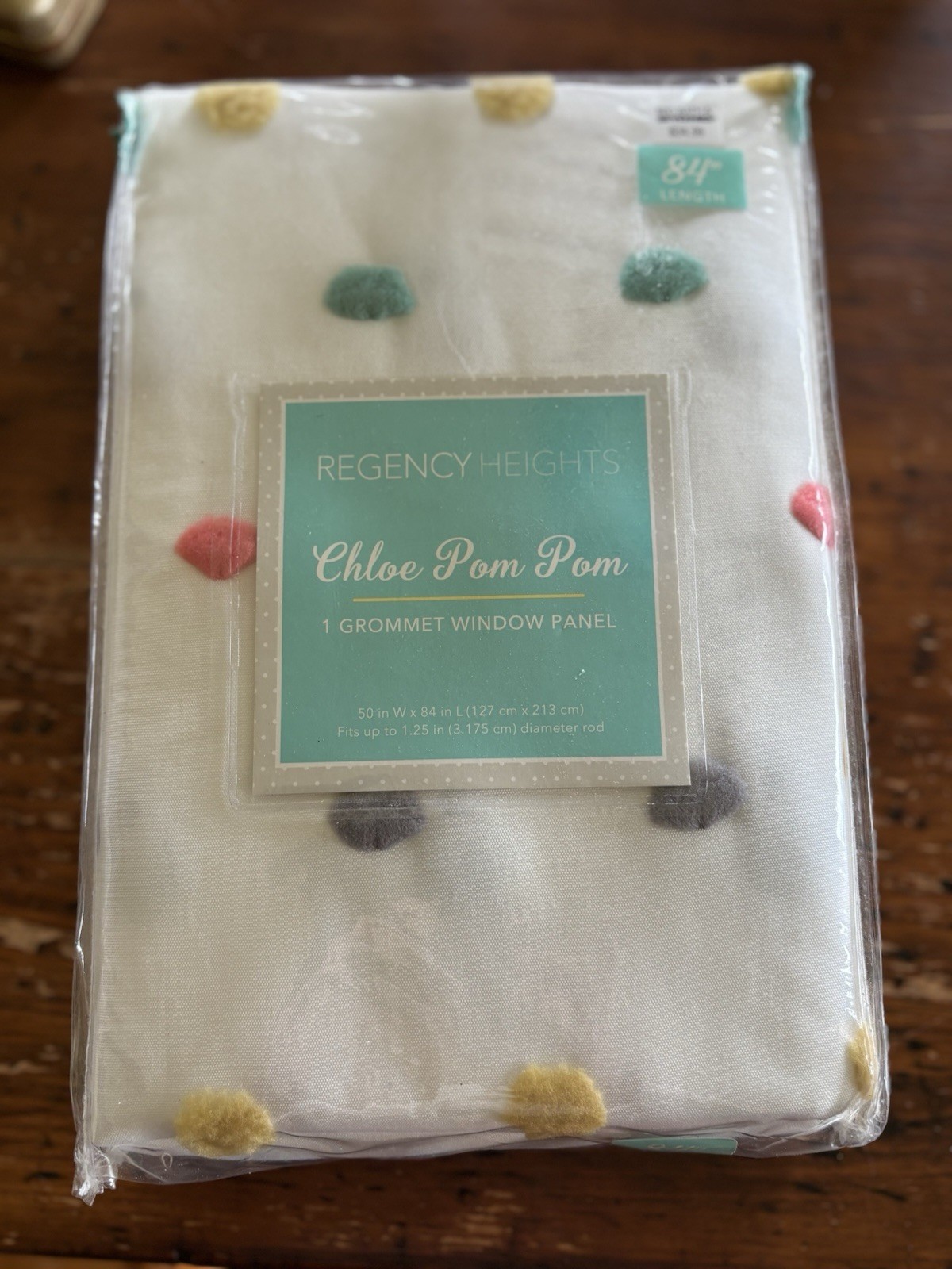 NIP Chloe Pom Pom Grommet Window Panel 84” Long