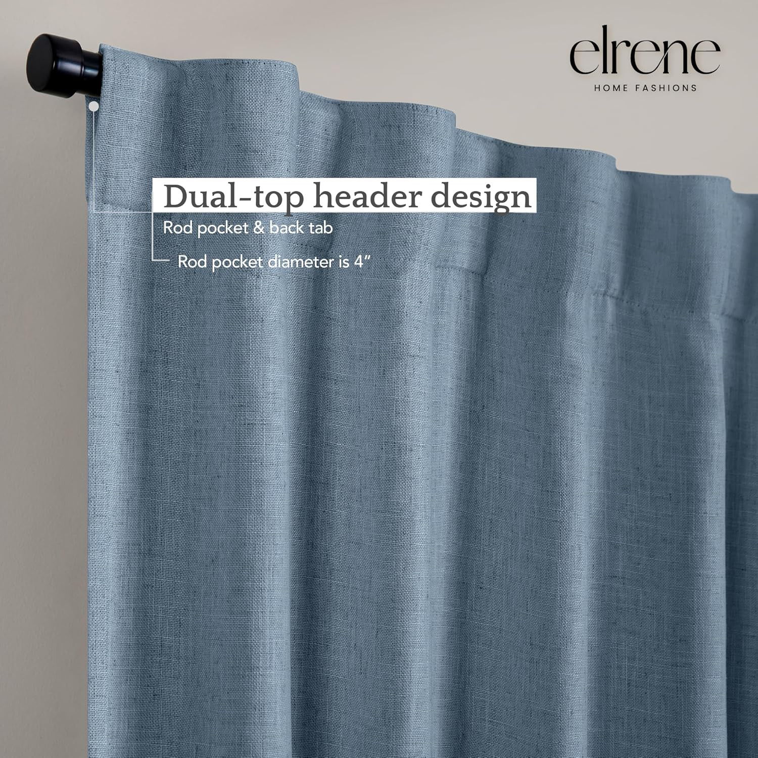 Home Fashions Harrow Solid Texture Blackout Single Window Curtain Panel, 52″X95″