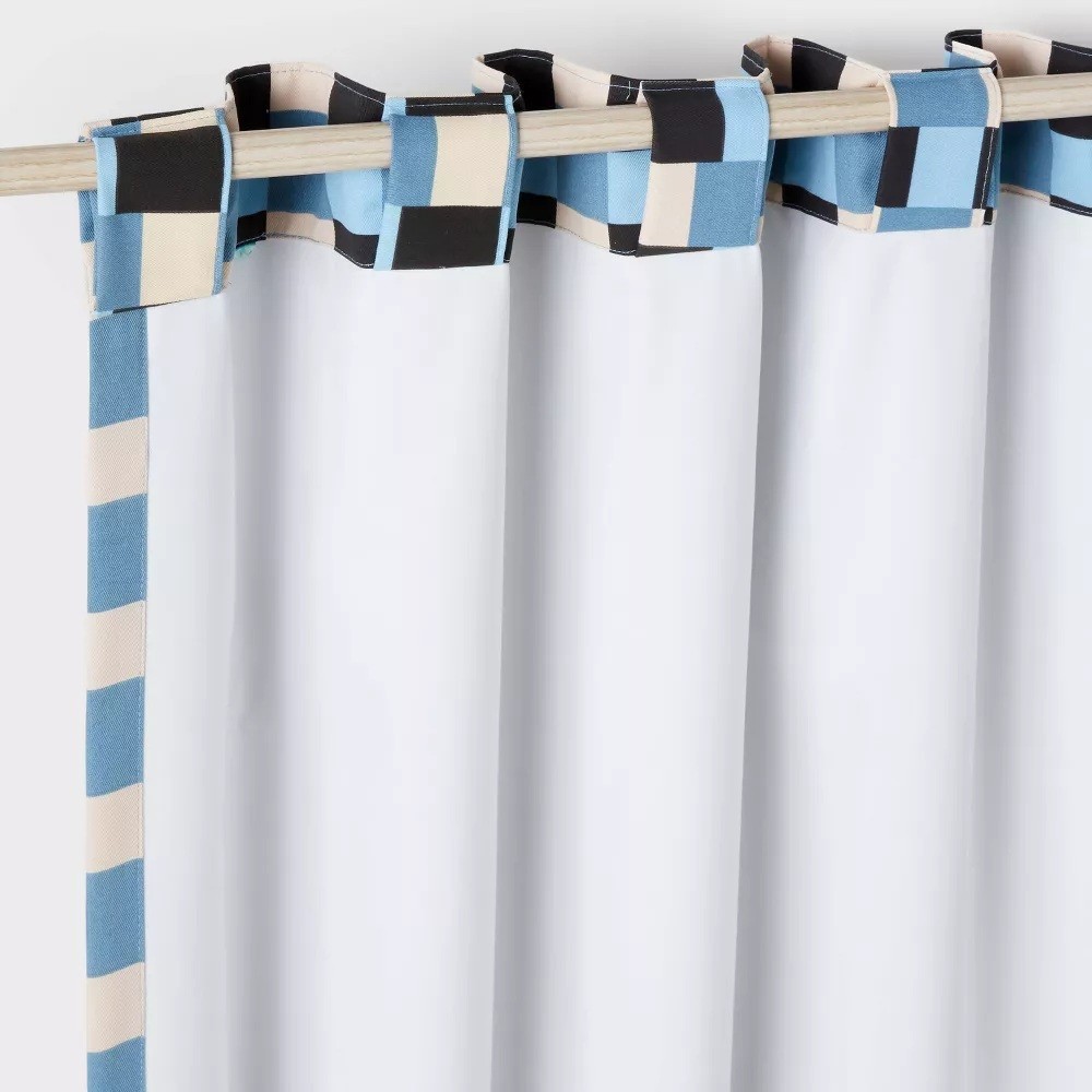 Pillowfort Blue Checkered Weave Single Blackout & Lined Curtain Panel 42″ x 84″