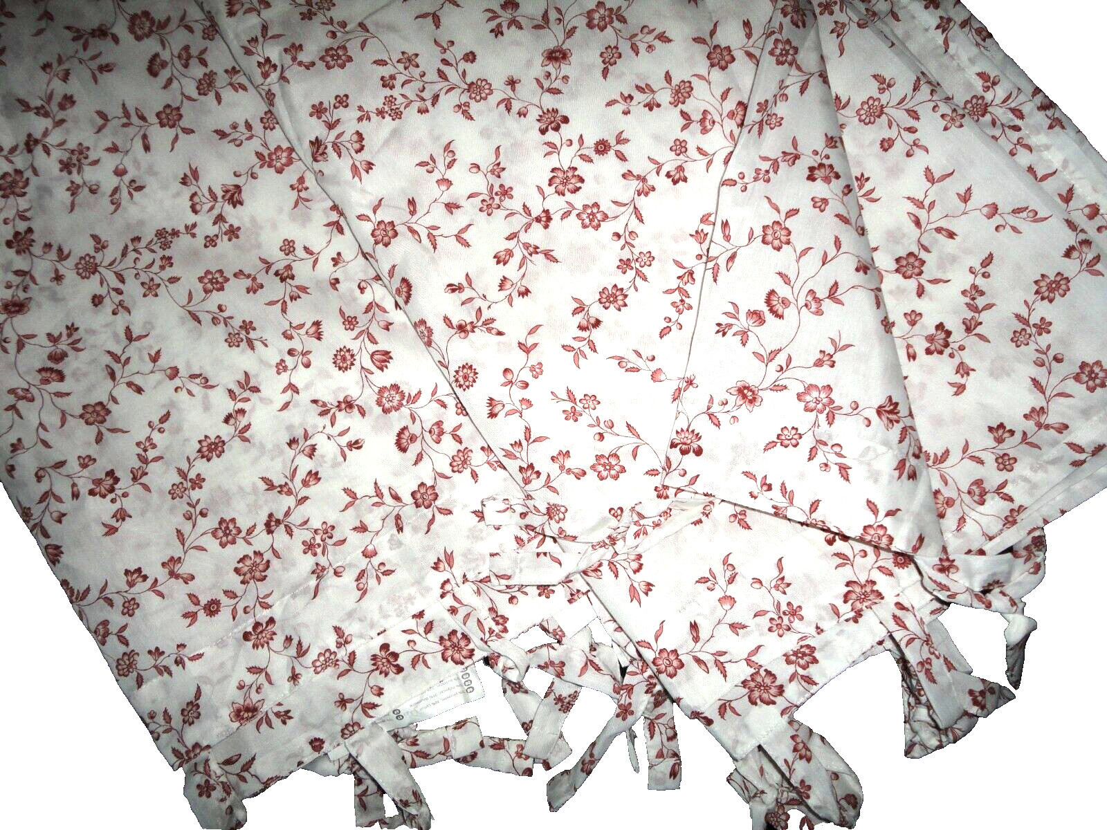 IKEA Hassleklocka RED & WHITE floral (2) tie-top UNLINED DRAPERY PANELS 57 X 98