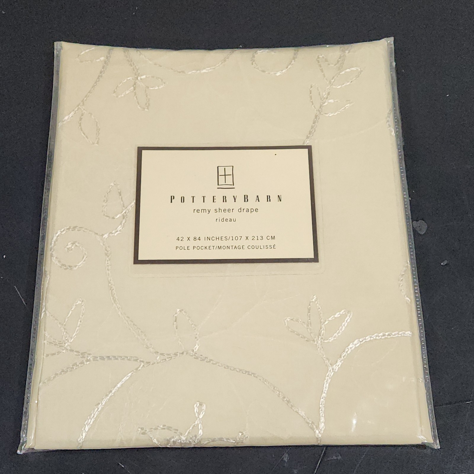 Pottery Barn 1 REMY Sheer Embroidery FLORAL Window Panel 42” X 84 ” BEIGE NIP