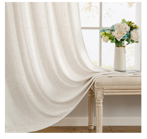 MIULEE Natural White Linen Curtains 52 x 90 Curtain Panels Drapes Semi Sheer NEW