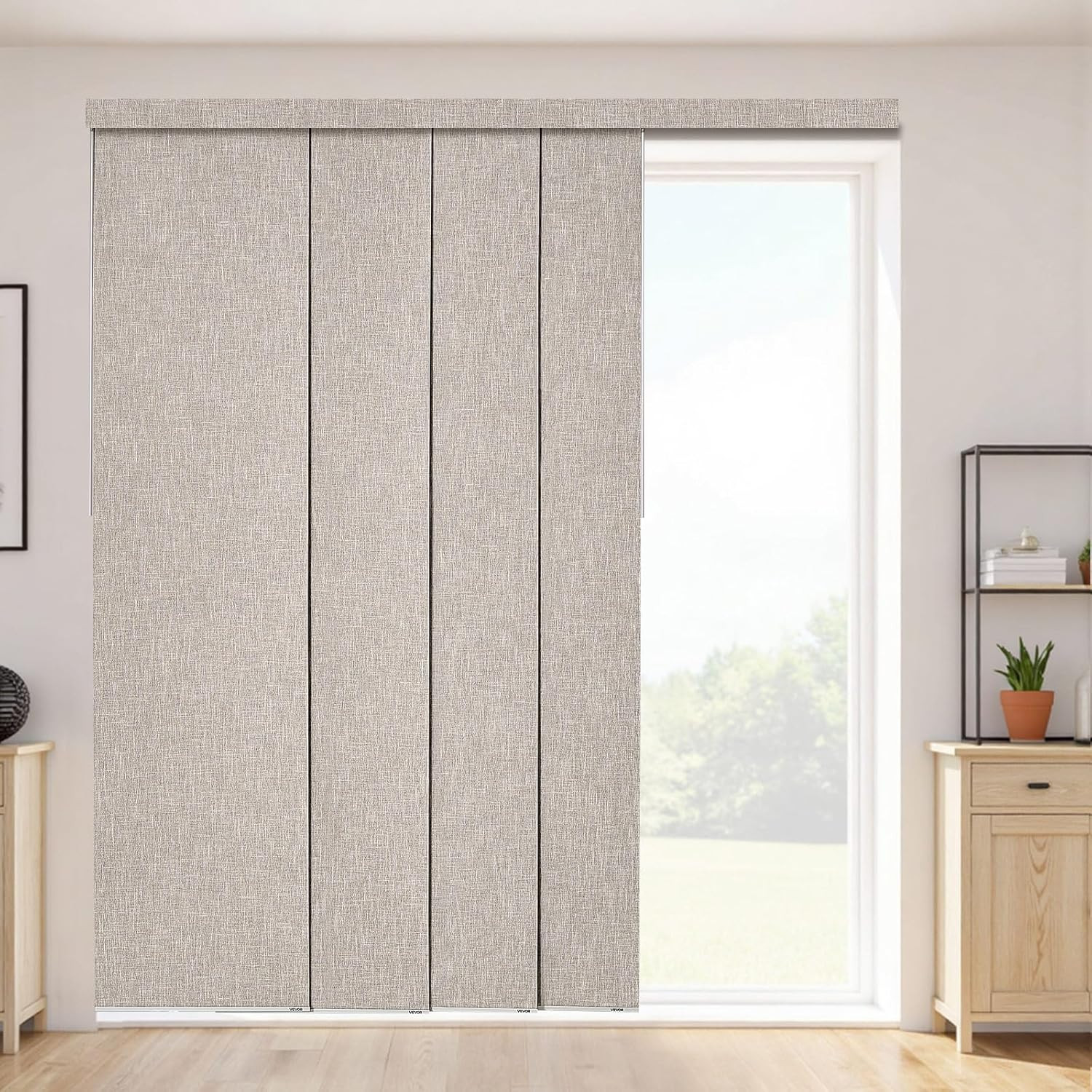 Panel Track Blinds, Extendable Track from 45.8 in to 86 in W, Trimmable Panel Cu