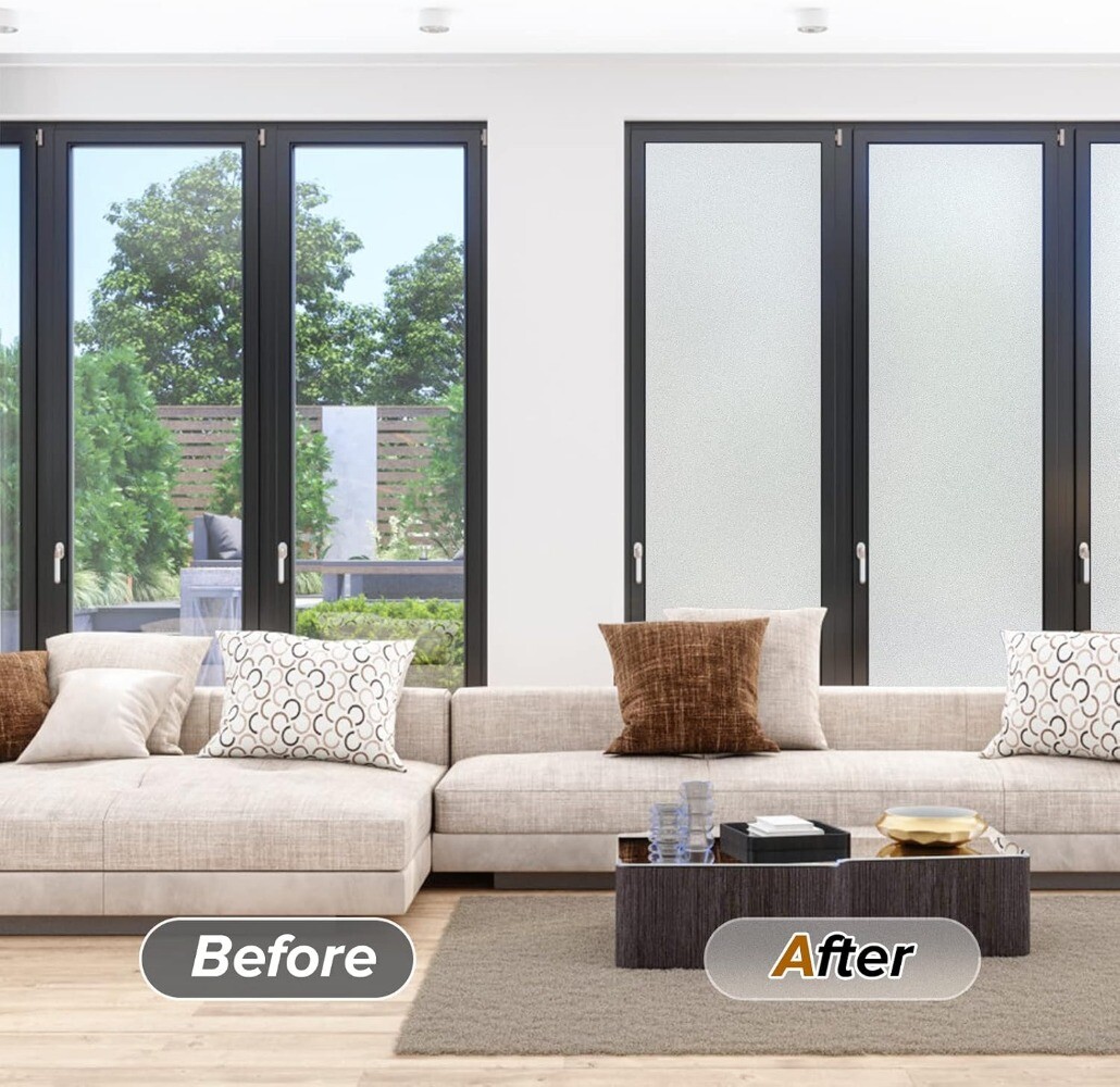 rabbitgoo Privacy Frosted Window Film Static Cling Opaque Glass Sticker Anti-UV