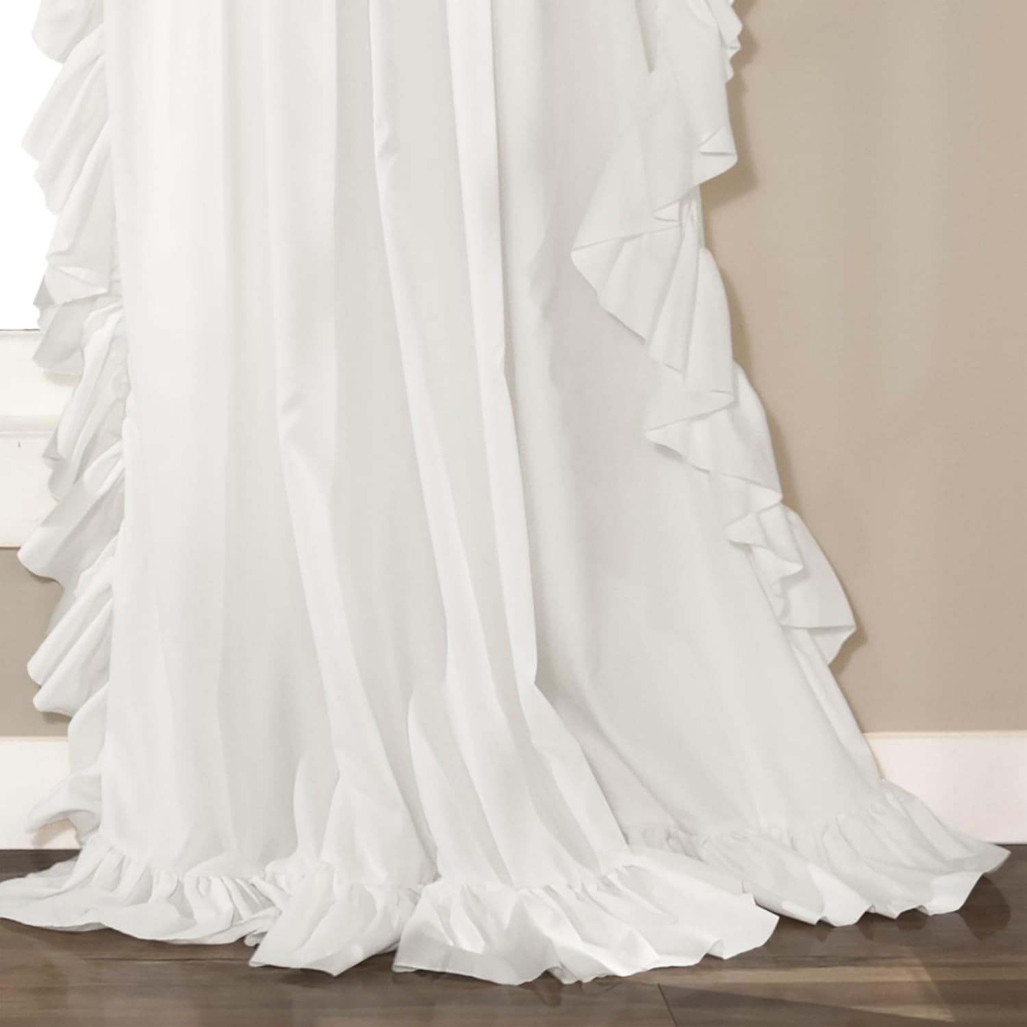 Reyna Ruffle Window Curtain Panel Set, Pair, 54″ W x 84″ L, White – Flowy