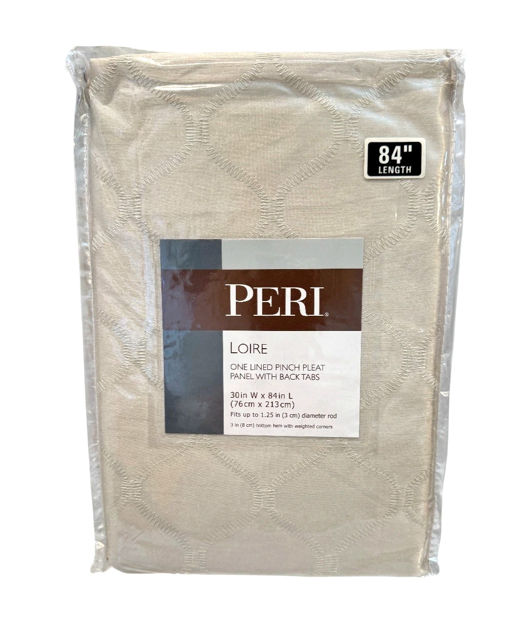 PERI Loire Pinch Pleat Panel 30″ x 84″ Back Tabs 5046-G Oyster White Lined
