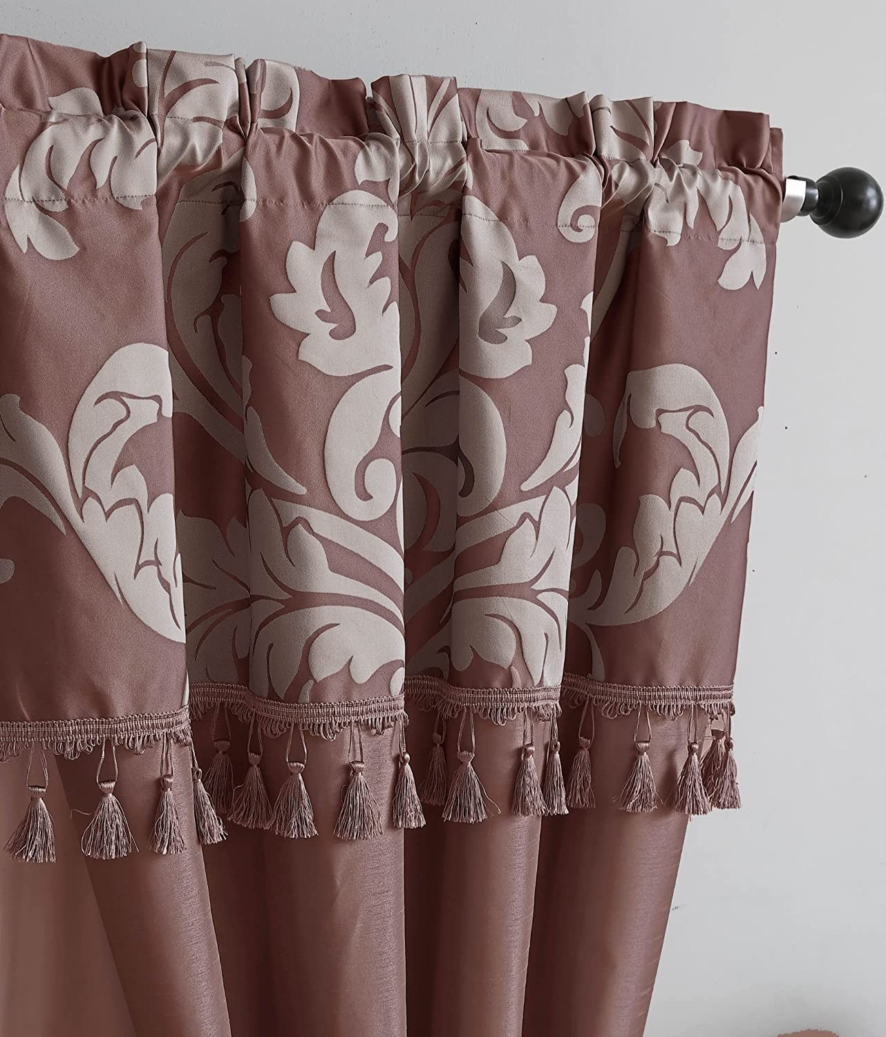 Chezmoi Collection Royale 4-piece Floral Jacquard Window Curtain Drape Set