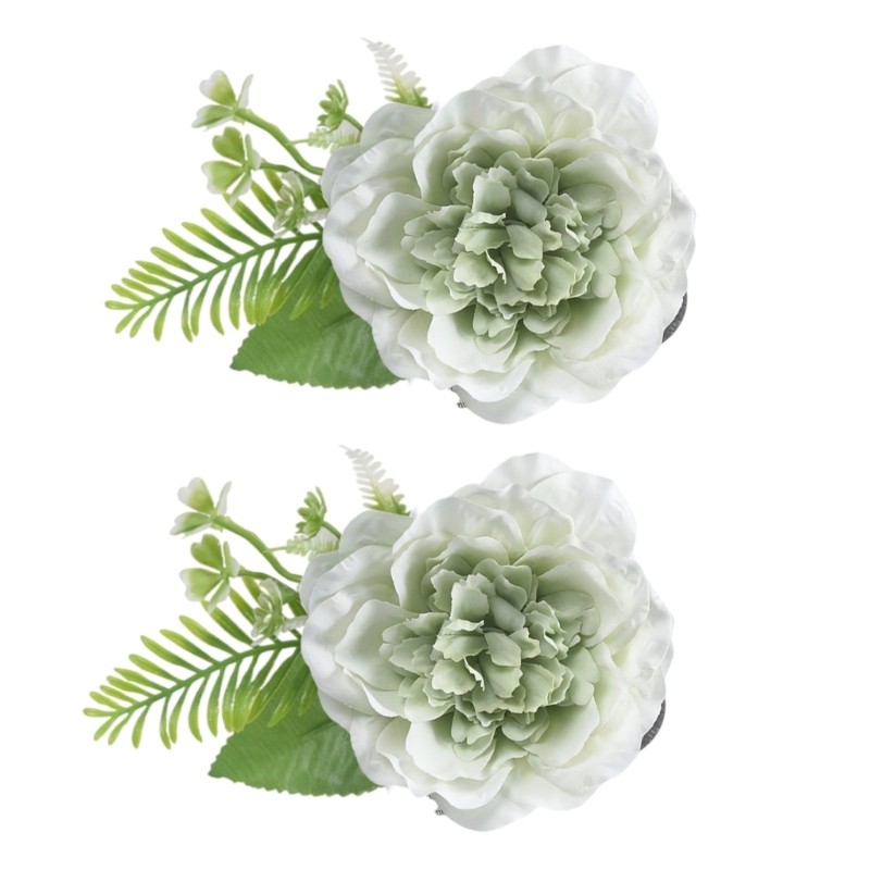 2pc Artificial Flower Curtain Ties Window Drapery Tiebacks Clips Home Styling