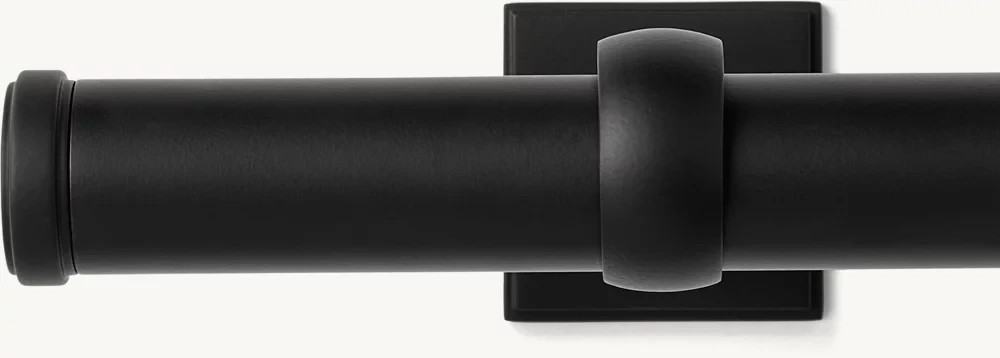 Restoration Hardware Easton Solid Brass Endcap Finial & Rod Set Black 60-108 in