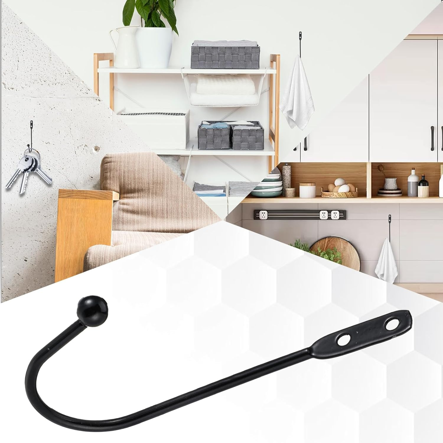8 Pcs Metal Curtain Holdbacks, Black Curtain Tie Backs Wall Mounted Drapery Tieb