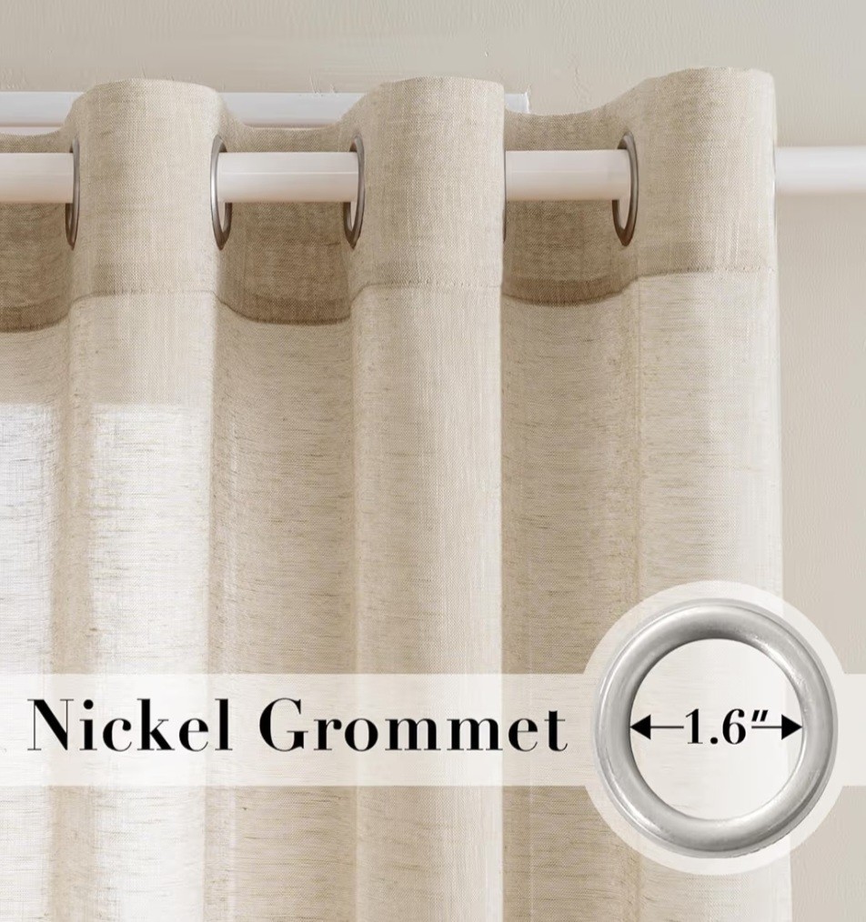 H. Versailtex Linen Light Filtering Sheer Curtains 52×84 Grommet Top Set Of 2