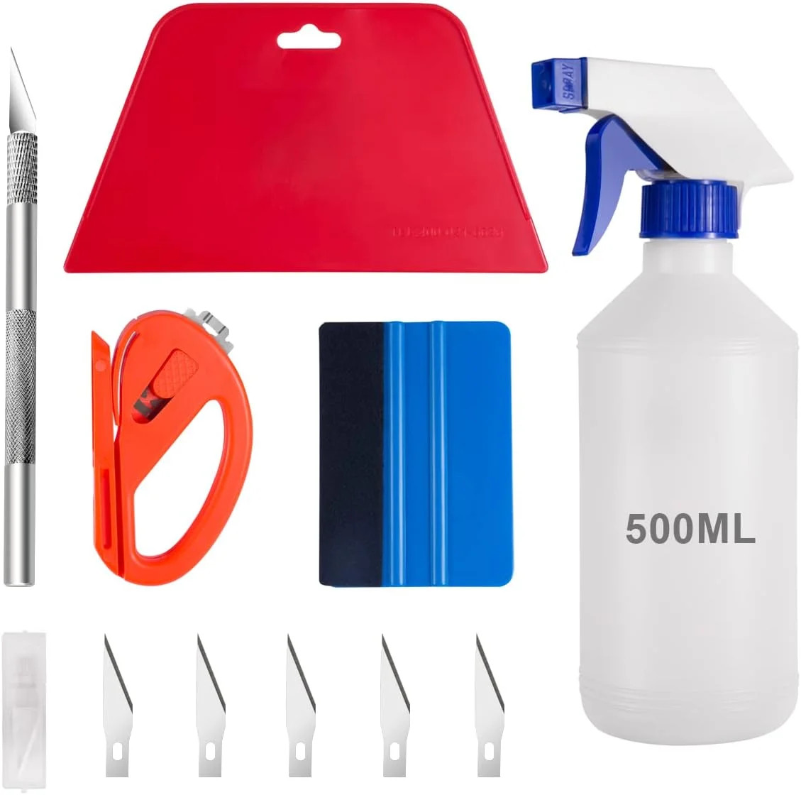 Vehicle Window Tinting Tools 9 Pcs Film Install Kit Squeegee Cutter Bottle for C