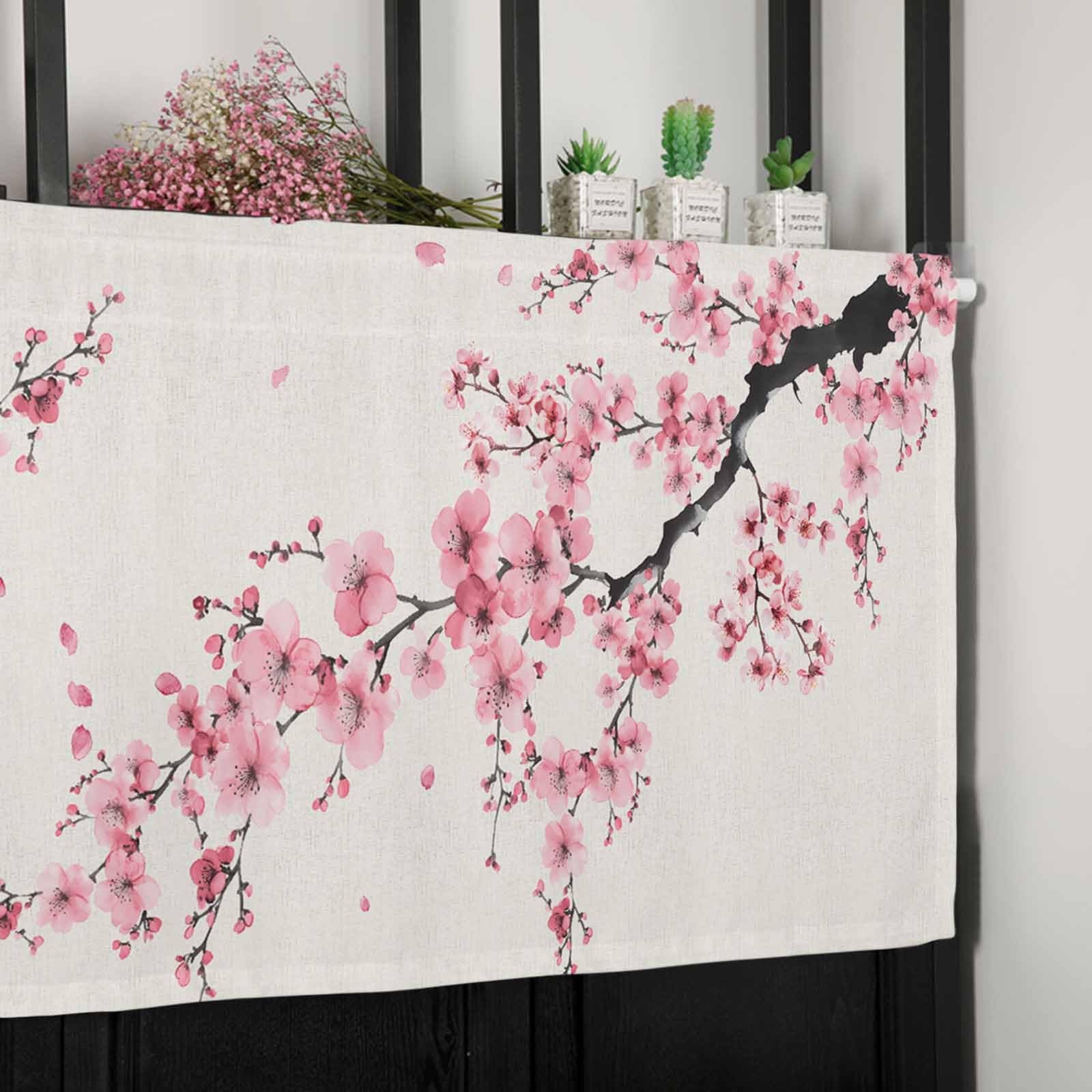Cherry Blossom Curtain Valance for Windows/Living Room/Kitchen/Bathroom/Farmhous