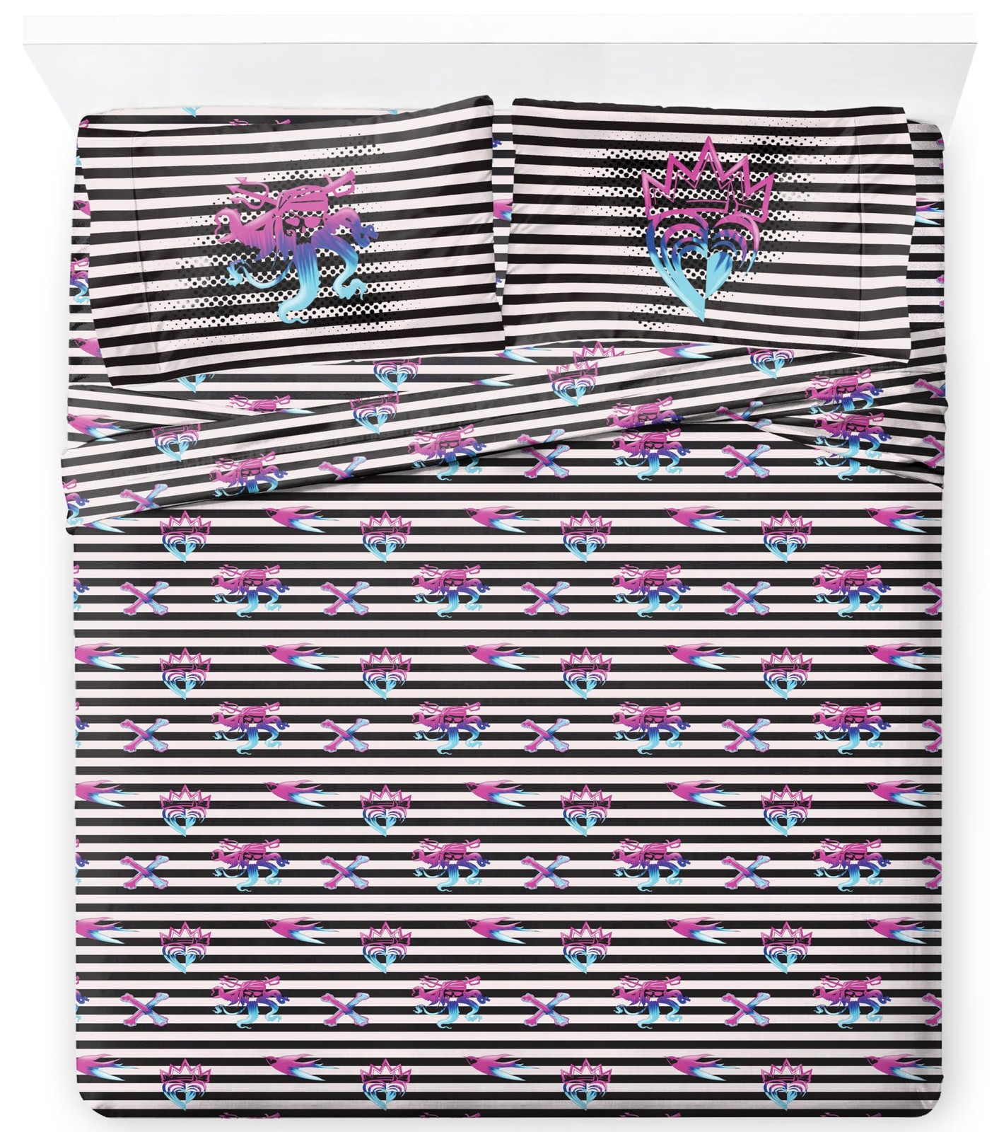 Jay Franco Kids Sheet Set with Fitted, Flat 4 Piece Full, Multi – Descendants
