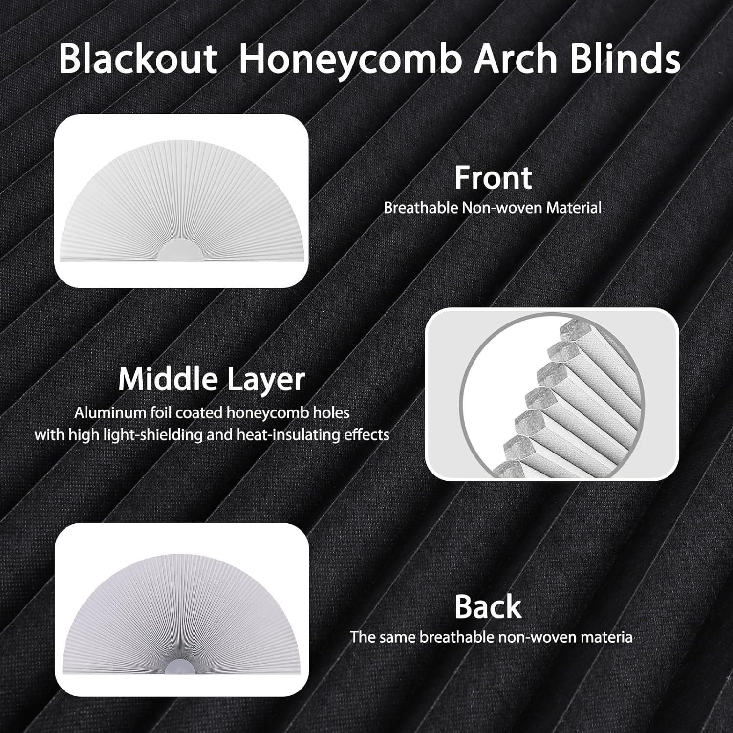 Blackout Cellular Window Shade Semi Circular Light Blocking Blinds for Indoor…
