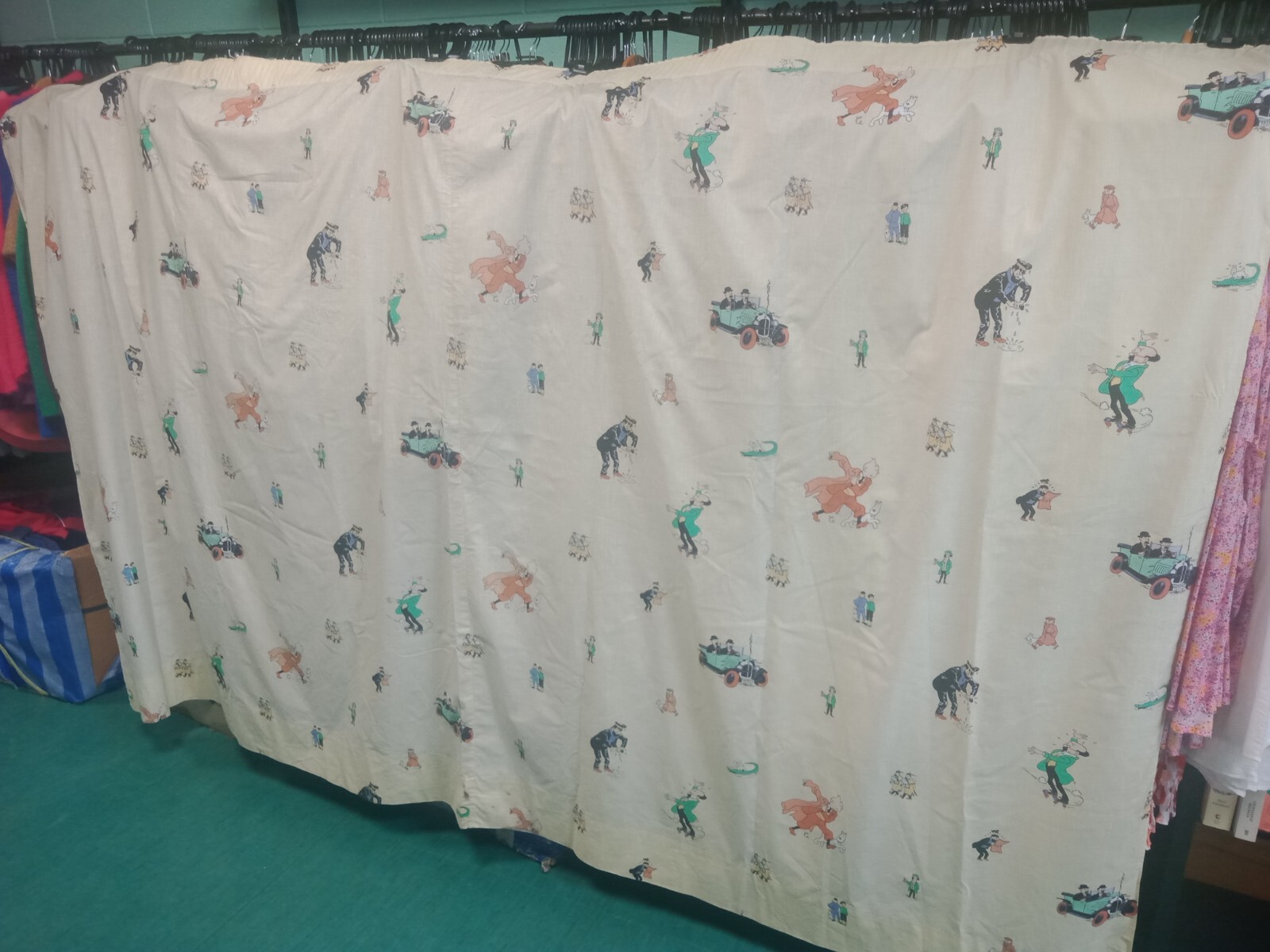Tintin Fabric Herge Rare Large Curtain 260 cm x 165 cm Snowy Captain Haddock