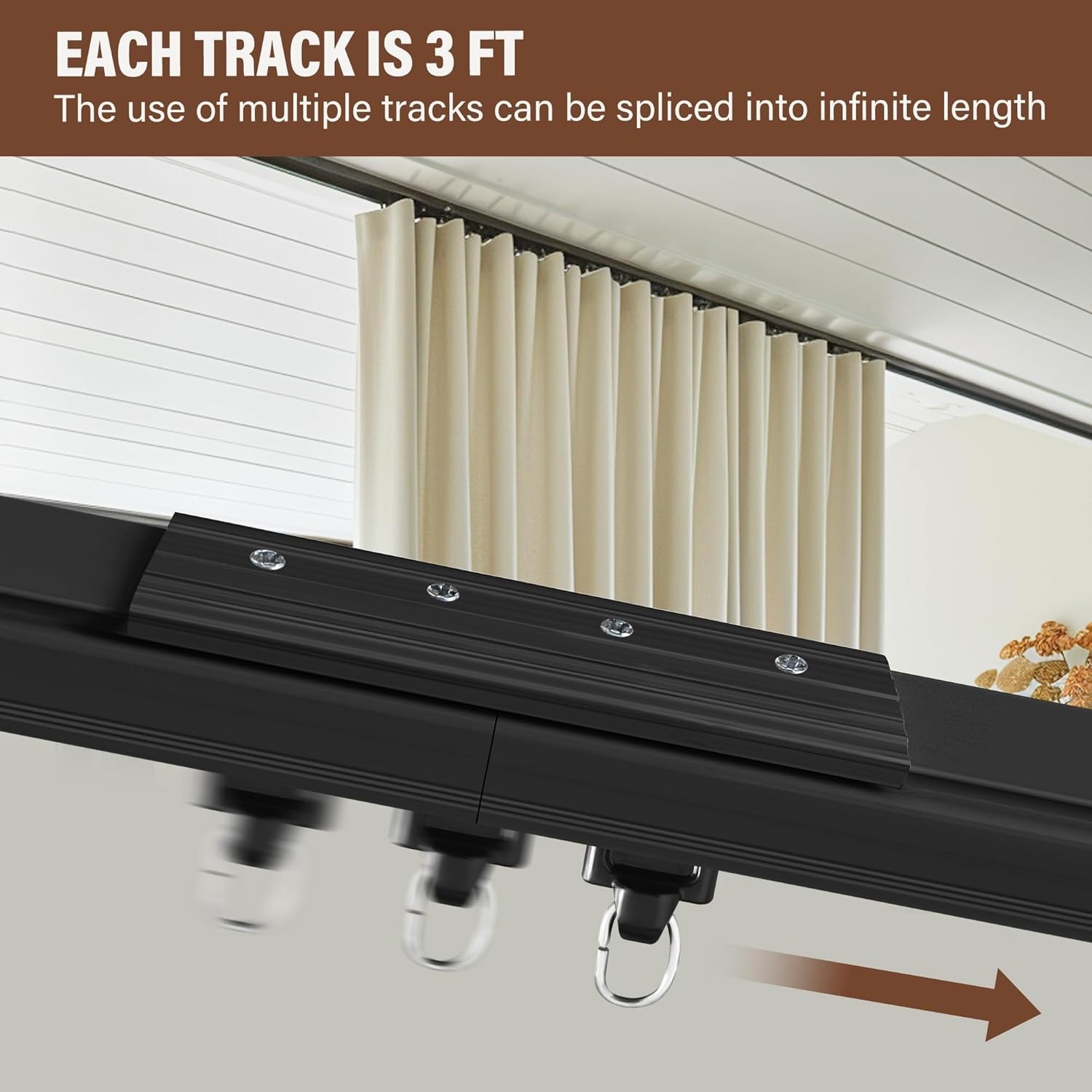 Curtain Track Ceiling Mount Room Divider Privacy Partition Heavy Duty Aluminu…
